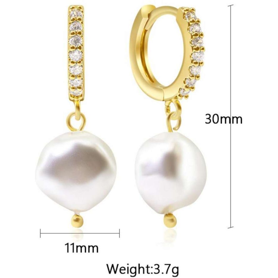 Pearl Drop Hoop Earrings