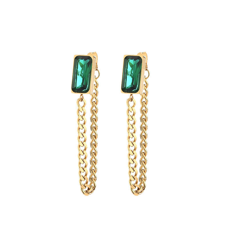 Noor - Emerald Chain Drop Earrings