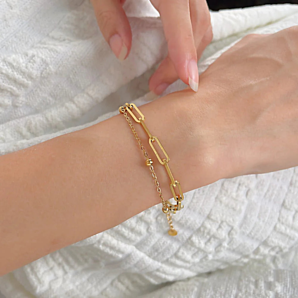 Double -Layered Paperclip Chain Bracelet