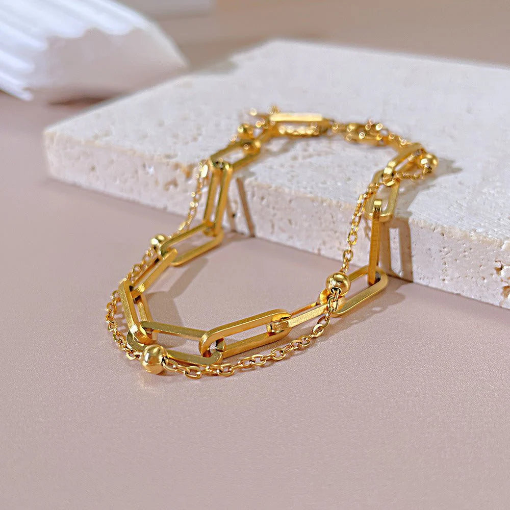 Double -Layered Paperclip Chain Bracelet