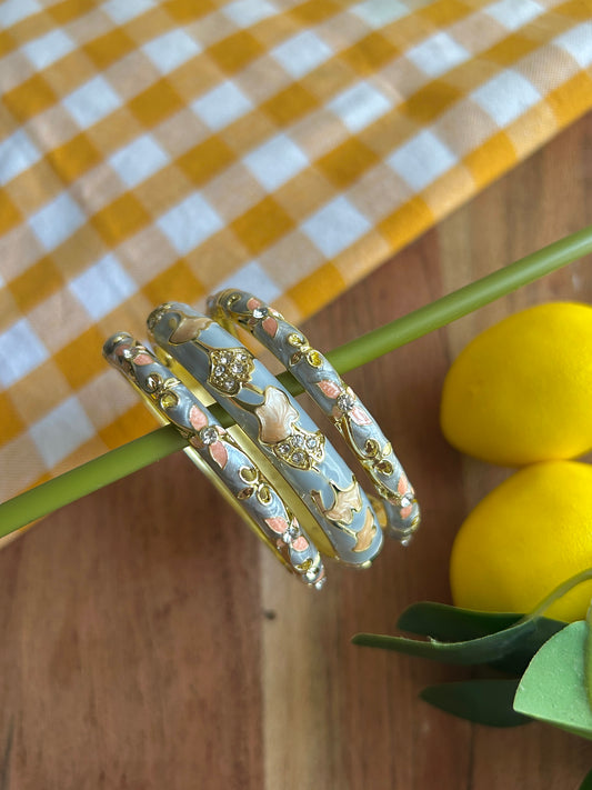 Icy Blue Vintage Bangle Stack (Pack of 3)