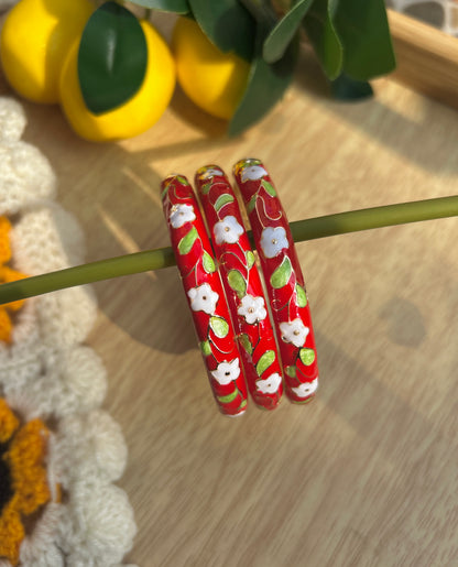 Red Floral Vintage Bangle (each bangle)