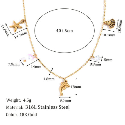 Star Dolphin Fish Charm Necklace