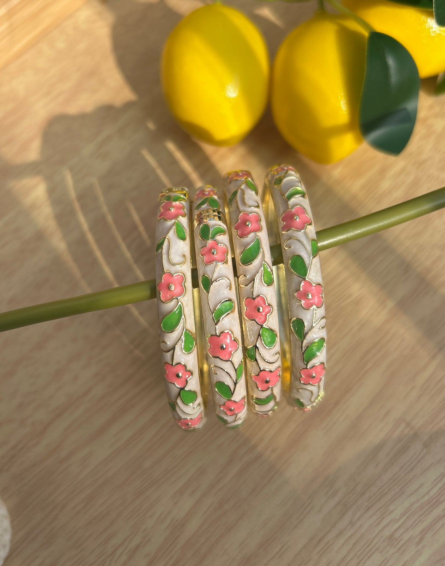 Cream floral Vintage Bangle (each bangle)