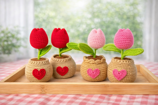 Forever tulip heart pots