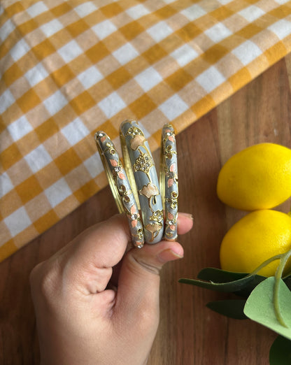 Icy Blue Vintage Bangle Stack (Pack of 3)