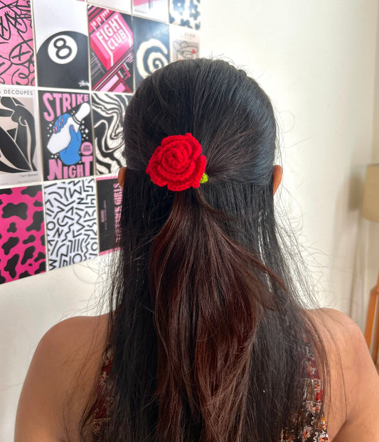 Red Rose Hair Tie