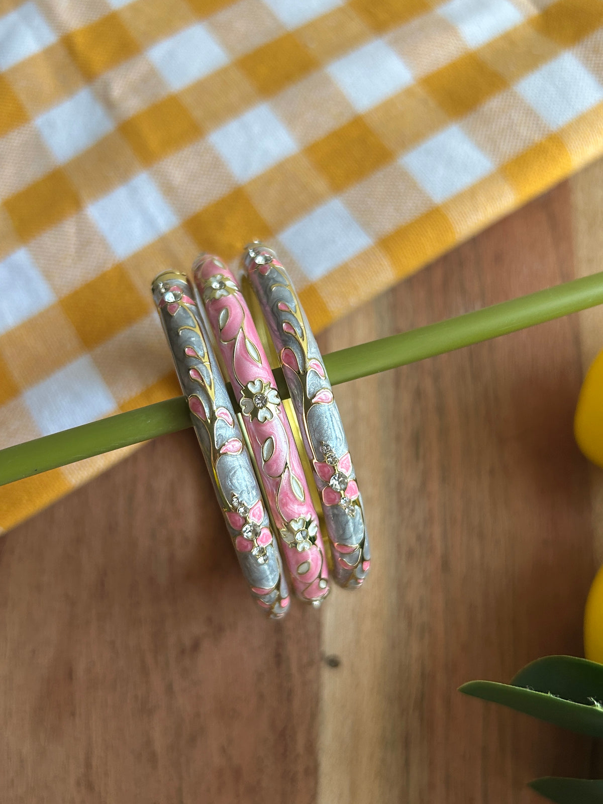 Pastel Floral Bangle Stack (Pack of 3)