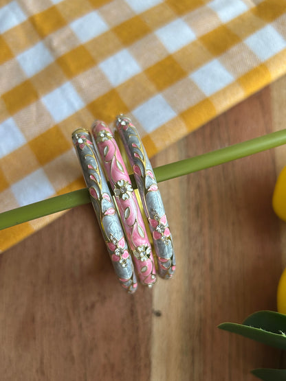 Pastel Floral Bangle Stack (Pack of 3)