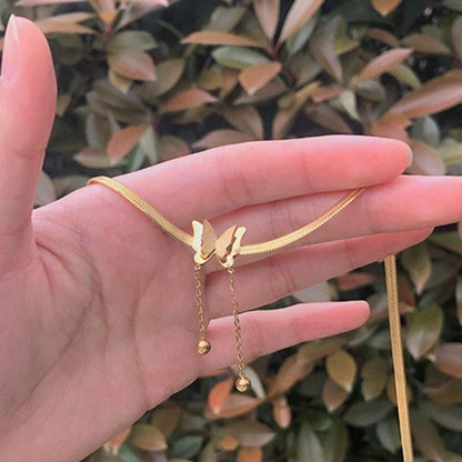 Butterfly Dangle Gold Snake Chain Necklace