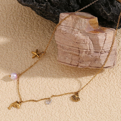 Star Dolphin Fish Charm Necklace