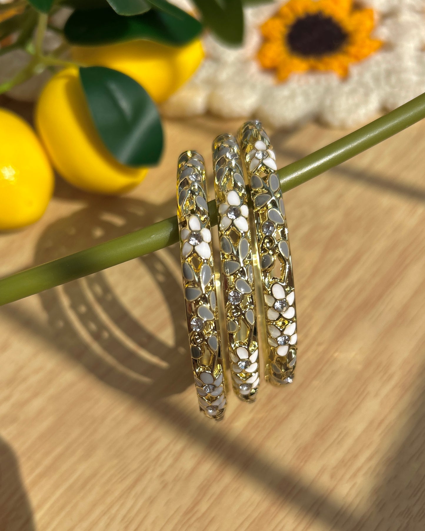 Grey Flower Vintage Bangles