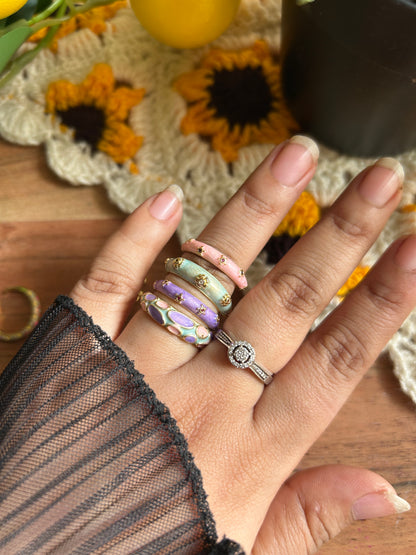 Pastel Enamel Adjustable Ring