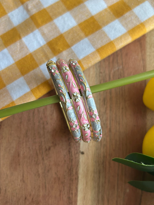 Pastel Floral Bangle Stack (Pack of 3)