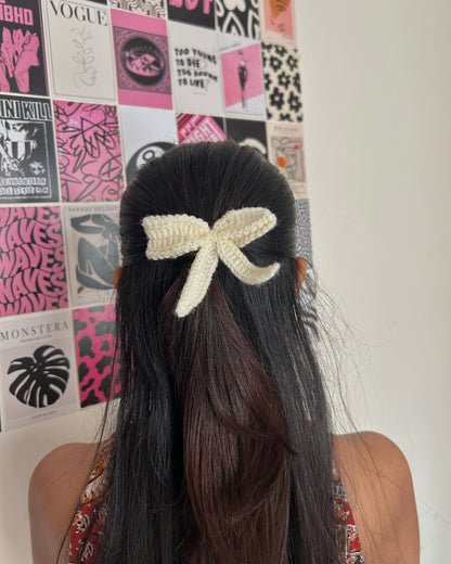White Bow Hair Tie