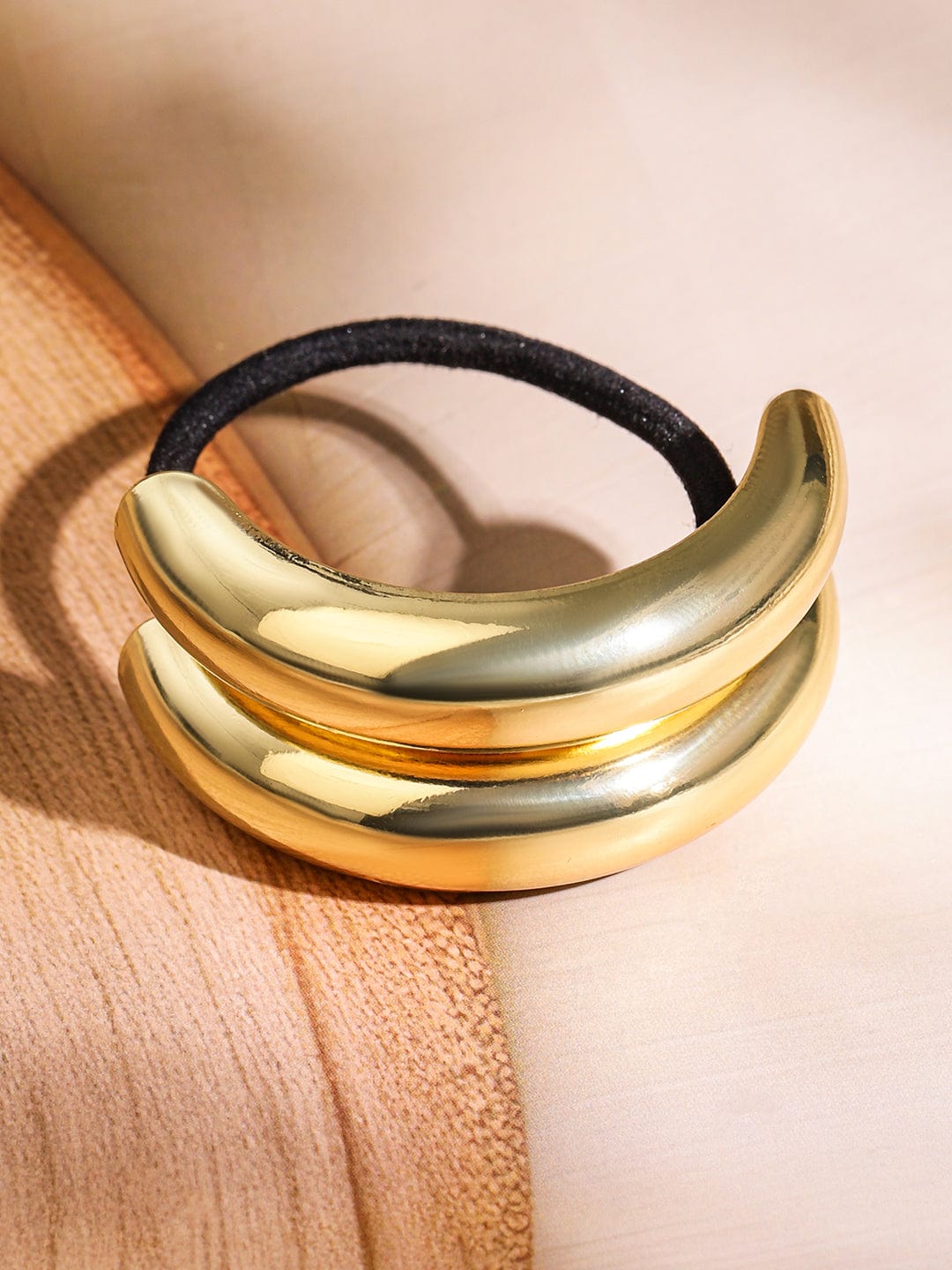 Double bubble gold plated pony cuff