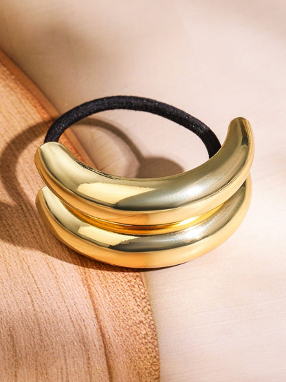 Double bubble gold plated pony cuff