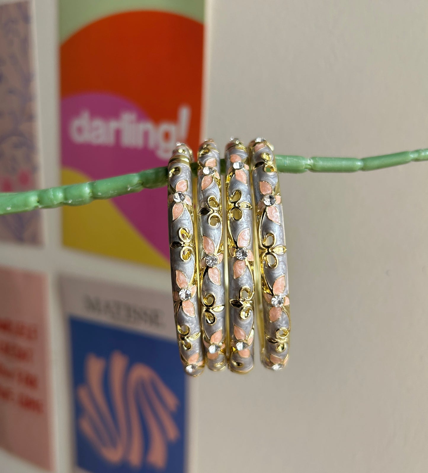 Lilac Flower Vintage Bangle (each bangle)