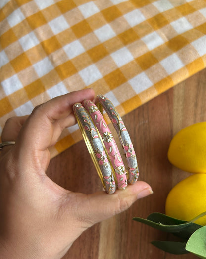 Pastel Floral Bangle Stack (Pack of 3)