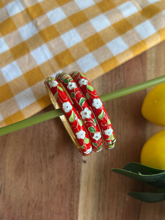 Red Floral Bangle (Pack of 1)