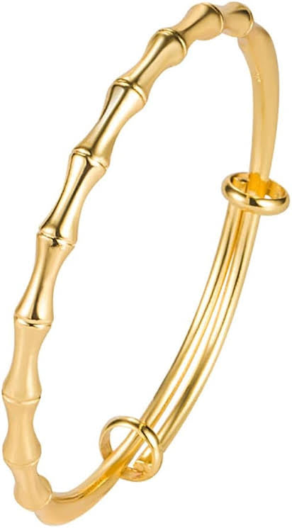 18k Gold Plated Stainless Steel Bamboo Bangles Bracelet