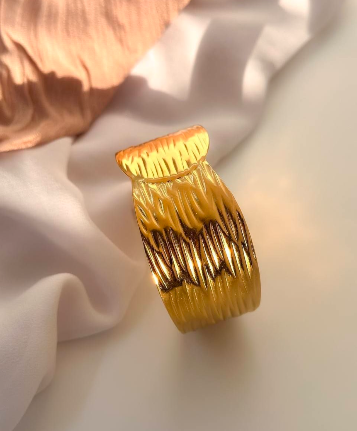 Feathered Gold Bangle Cuff