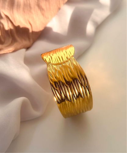 Feathered Gold Bangle Cuff