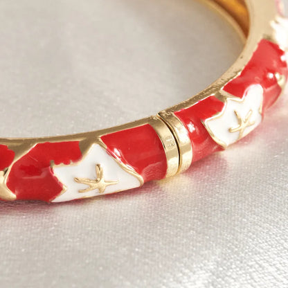 Red & White Floral Vintage Bangle (Pack of 1)