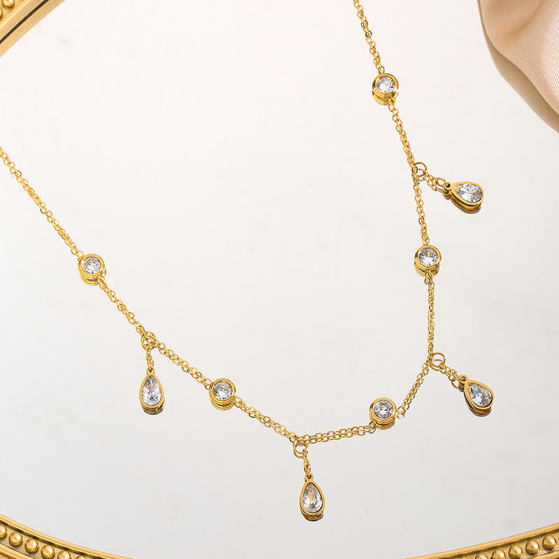 Karishma - Crystal Dangle Gold Necklace