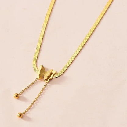 Butterfly Dangle Gold Snake Chain Necklace