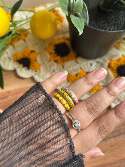 Dainty Enamel Adjustable Ring