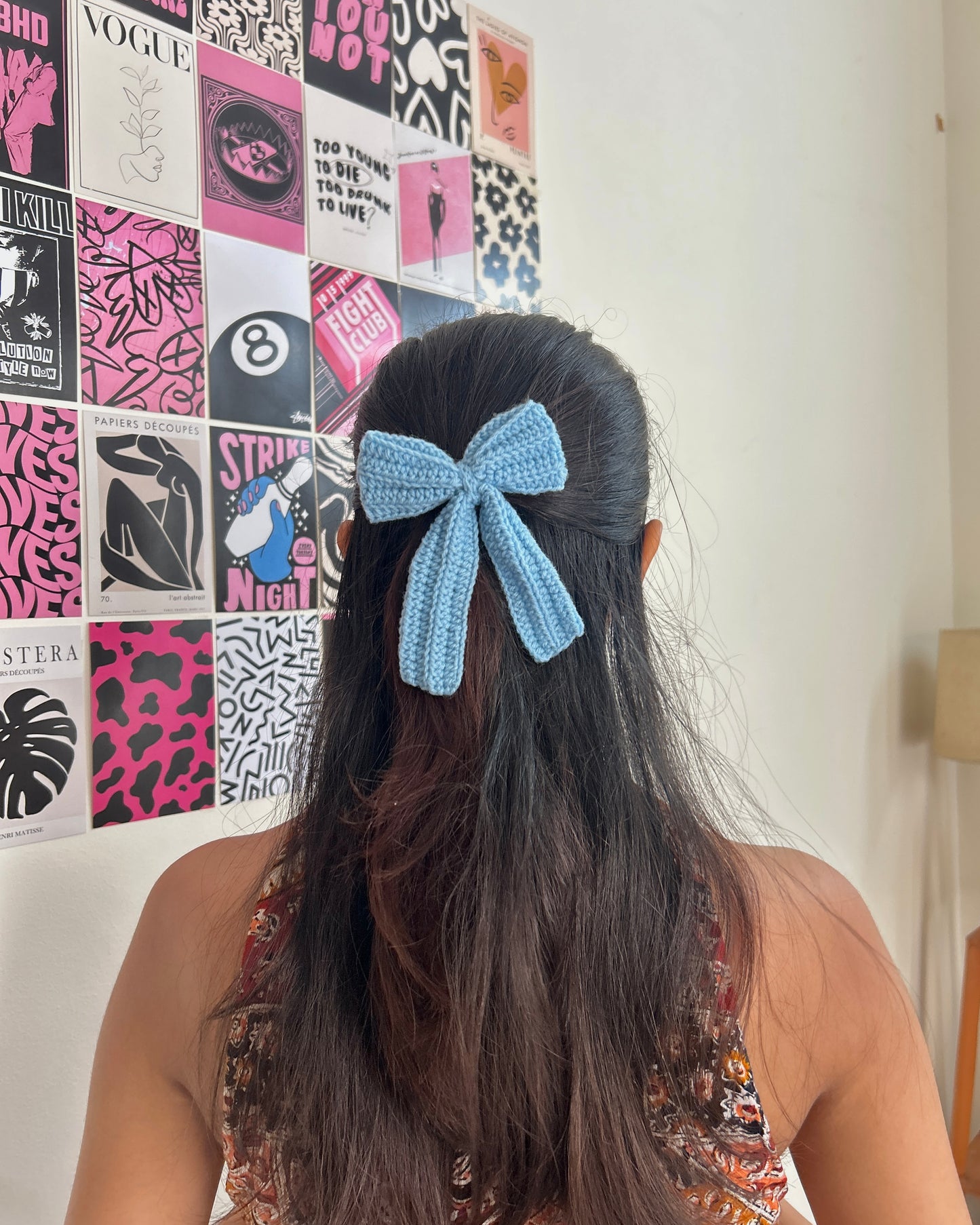 Blue Big Bow Hair tie