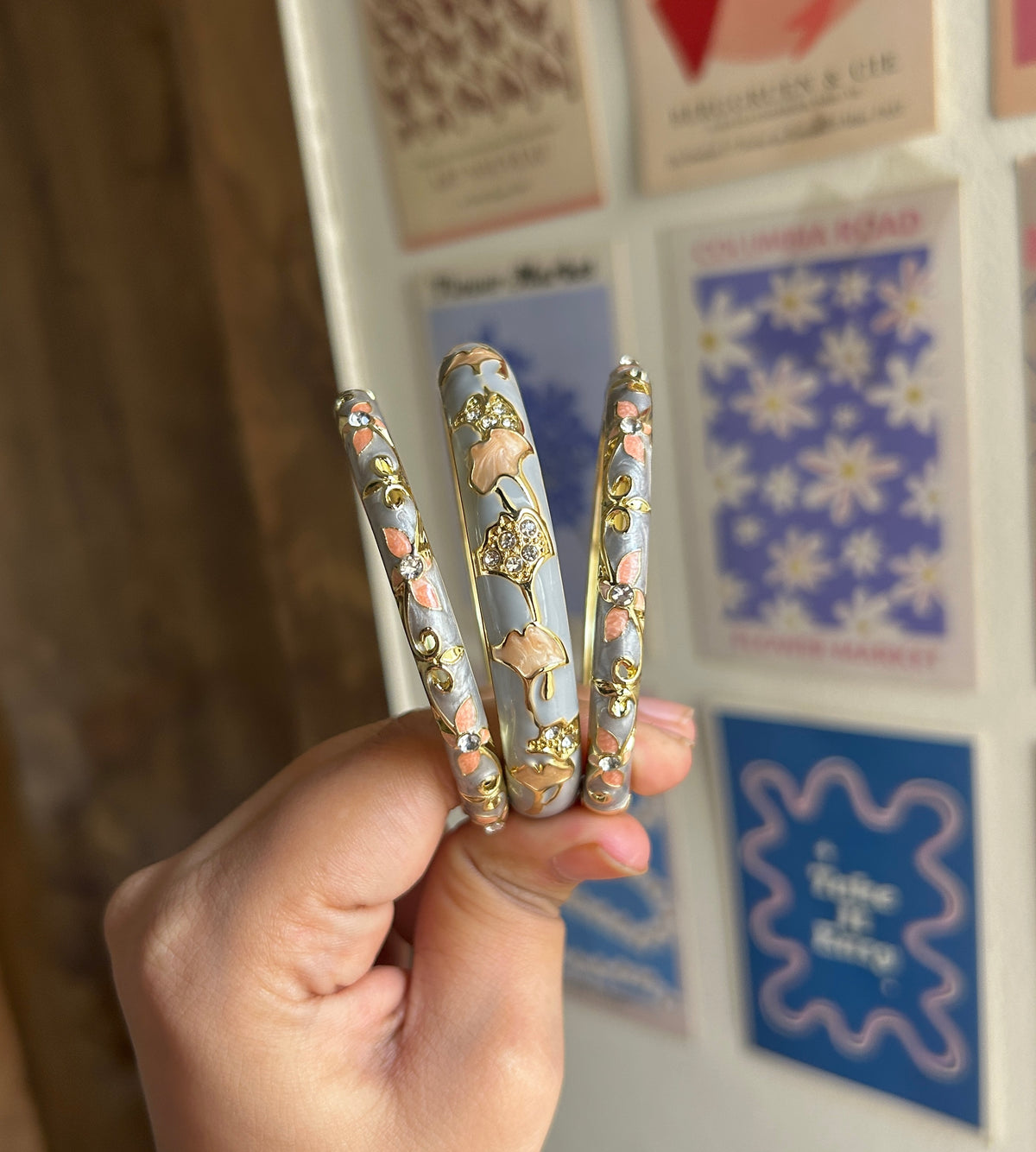 Icy Blue Vintage Bangle Stack (Pack of 3)