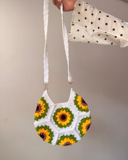 Sunflower Bloom Crochet Sling Bag 🌻