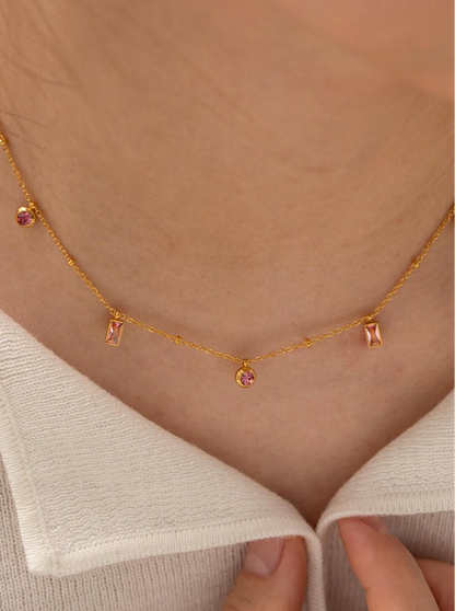 Pink Crystal Strand Necklace