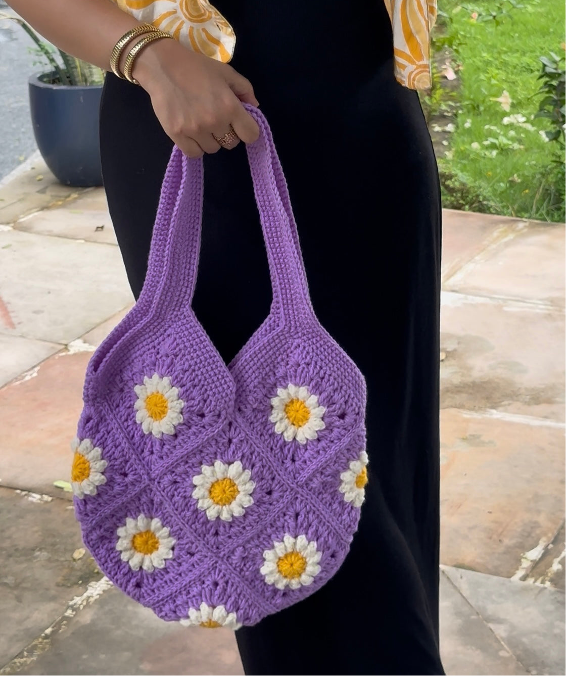 Purple picnic tote bag