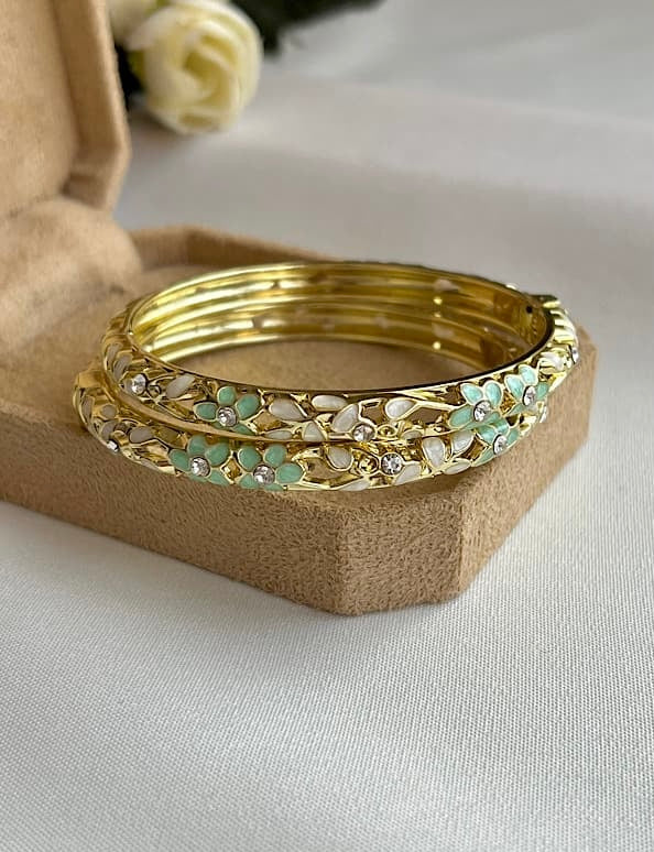 Mint Green Floral Bangle (each bangle)