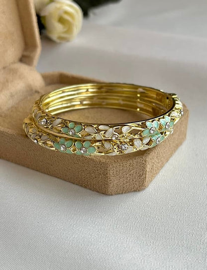 Mint Green Floral Bangle (each bangle)