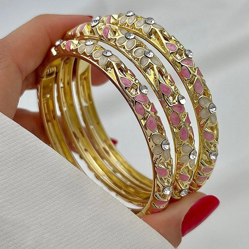 Pink& white flower vintage bangle (each bangle)