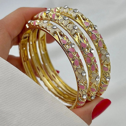 Pink& white flower vintage bangle (each bangle)