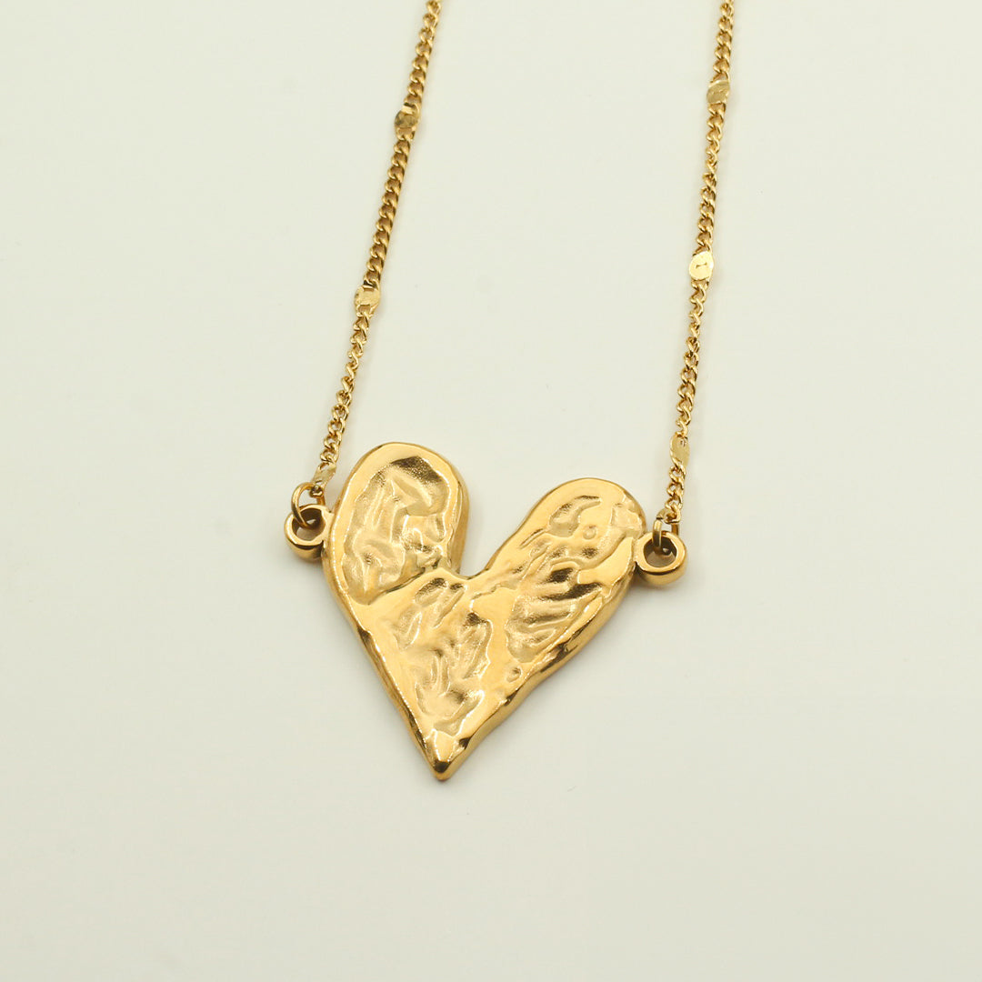 Gold Textured Heart Necklace
