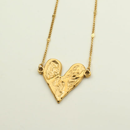 Gold Textured Heart Necklace