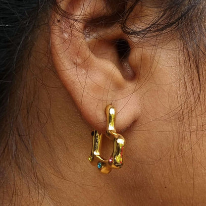 Mansi - Colourful studded heart earrings