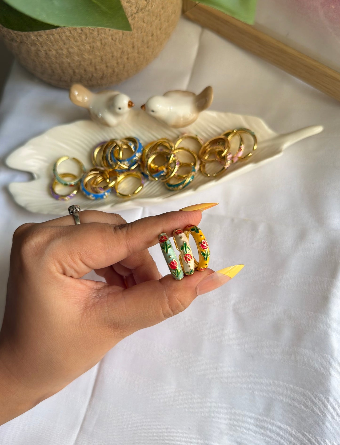 Tulip Enamel Rings