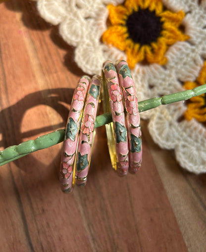 Pink floral vintage bangle (each bangle)