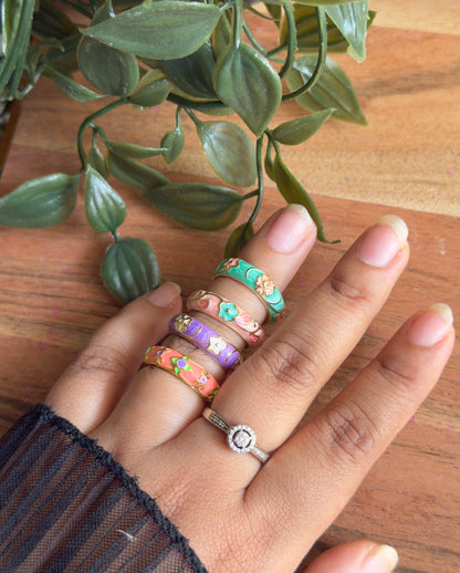 Floral Vintage Enamel Ring