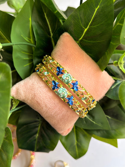 Shades of Blue Botanical Bangle (Pack of 1)