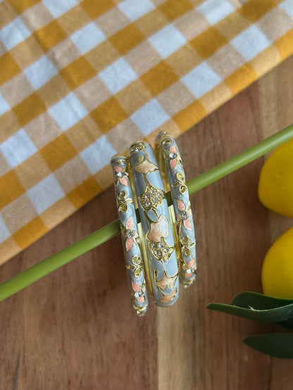 Icy Blue Vintage Bangle Stack (Pack of 3)