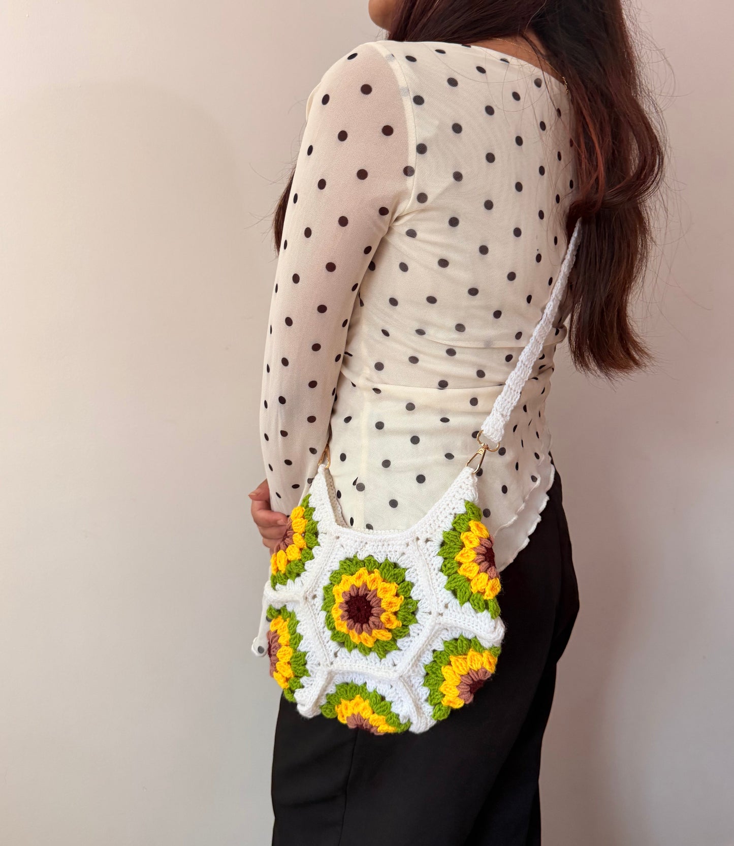Sunflower Bloom Crochet Sling Bag 🌻