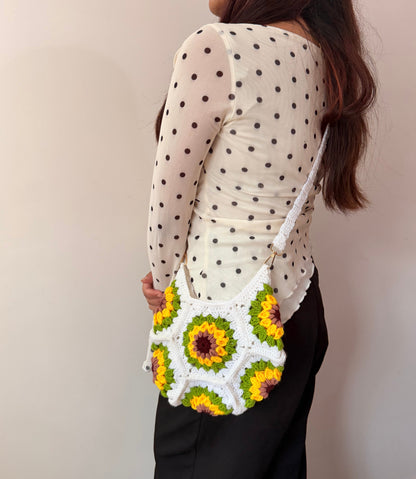 Sunflower Bloom Crochet Sling Bag 🌻